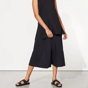 NWT Eileen Fisher Wide Leg Culottes Cropped Jersey Pants In Ink SZ M